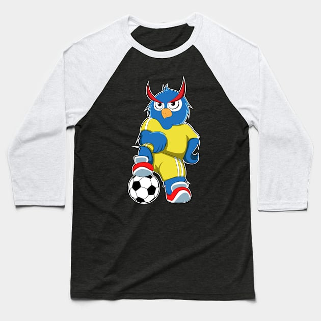 Owl as Soccer player with Soccer ball Baseball T-Shirt by Markus Schnabel